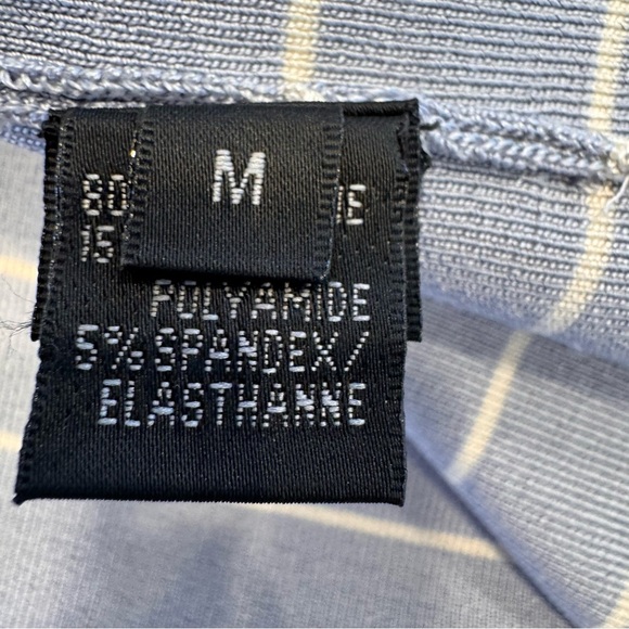 Lafayette 148 Silk Blend Slate Blue Striped Open Front Knit Cardigan Sz M - Picture 4 of 9